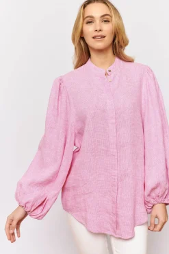 Alessandra Charade Shirt - Pink Houndstooth