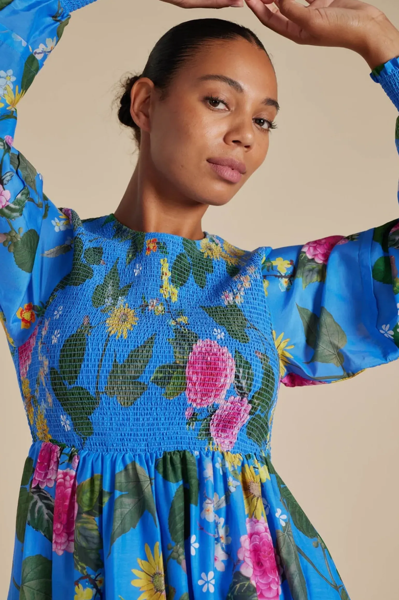 Alessandra Jade Cotton Silk Dress - Periwinkle Aria