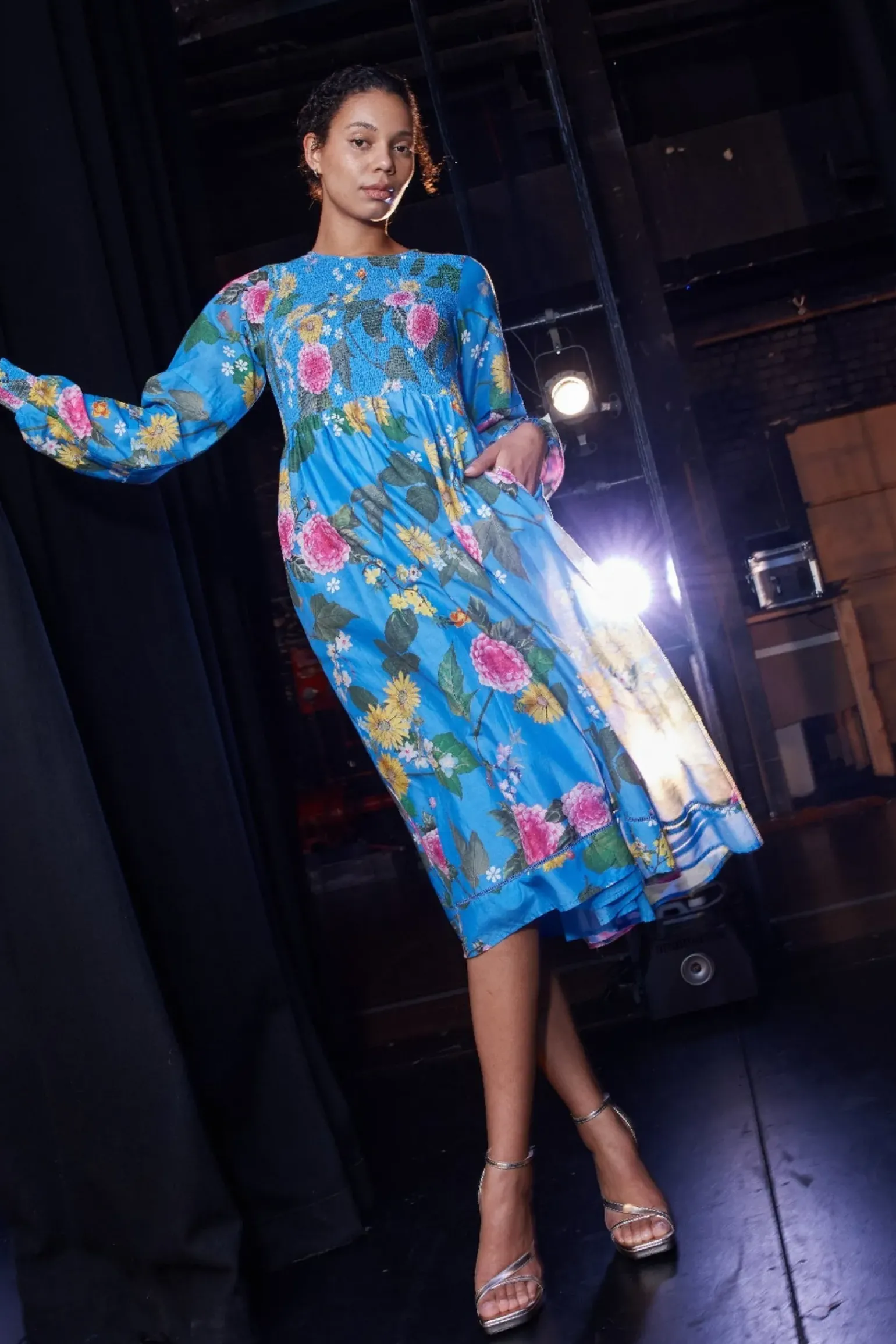 Alessandra Jade Cotton Silk Dress - Periwinkle Aria