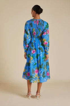 Alessandra Jade Cotton Silk Dress - Periwinkle Aria