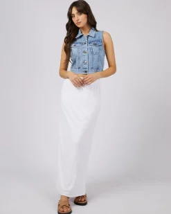 All About Eve Harper Denim Vest- Light Blue