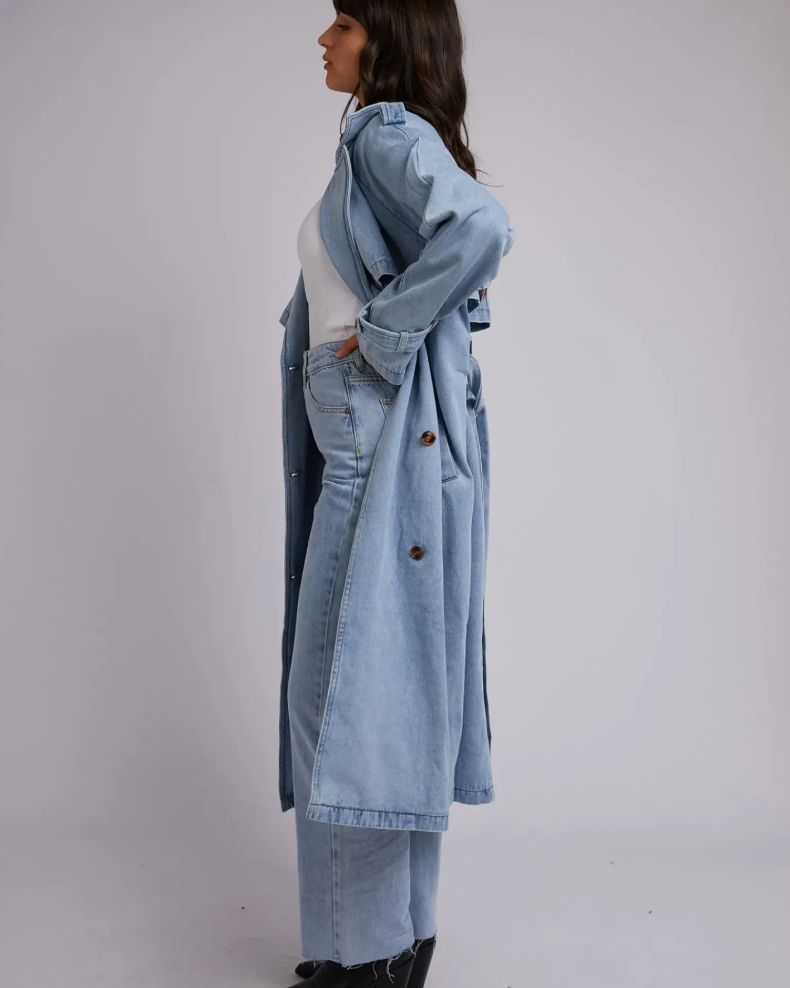 All About Eve Rio Trench Coat - Light Blue