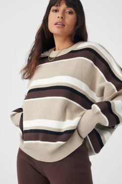 ARCAA Harper Stripe Sweater - Chocolate, Cream & Black