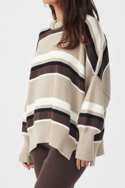 ARCAA Harper Stripe Sweater - Chocolate, Cream & Black