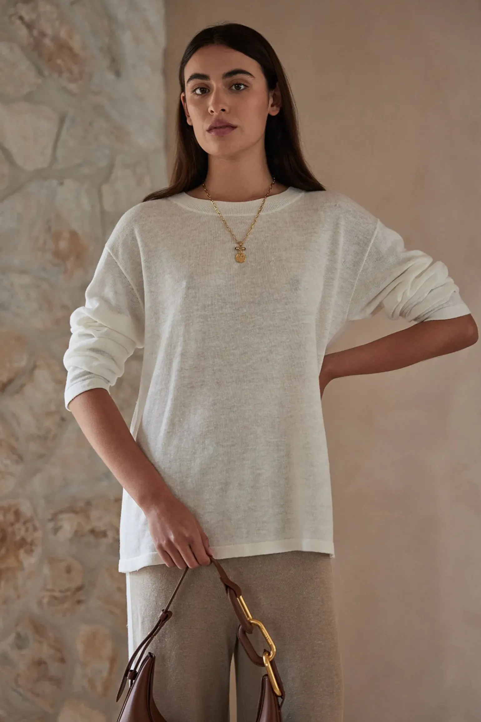 ARCAA Hugo Long Sleeve T-Shirt - Cream
