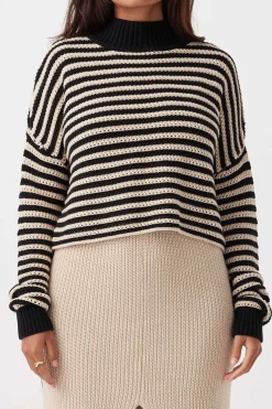 ARCAA June Cropped Sweater - Sand & Black