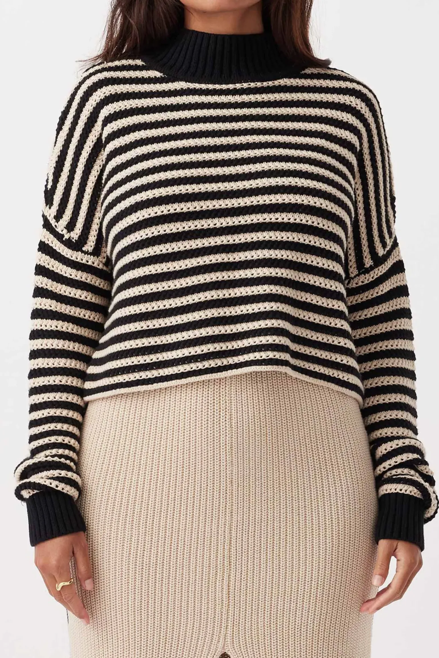 ARCAA June Cropped Sweater - Sand & Black