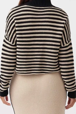 ARCAA June Cropped Sweater - Sand & Black