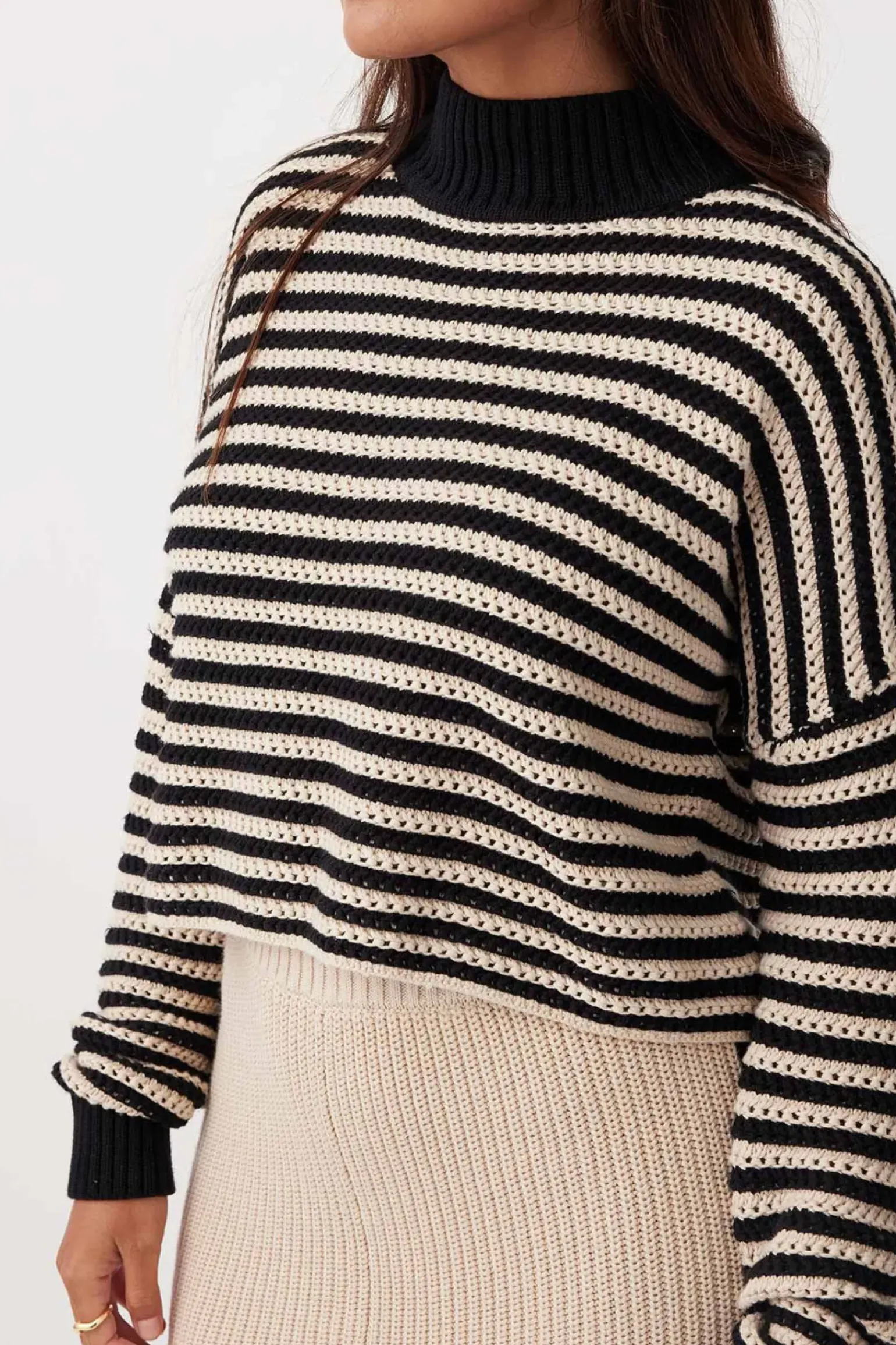 ARCAA June Cropped Sweater - Sand & Black