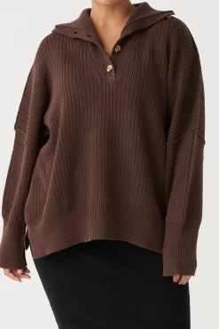 ARCAA Margo Button Up Sweater - Chocolate