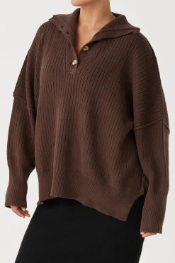 ARCAA Margo Button Up Sweater - Chocolate