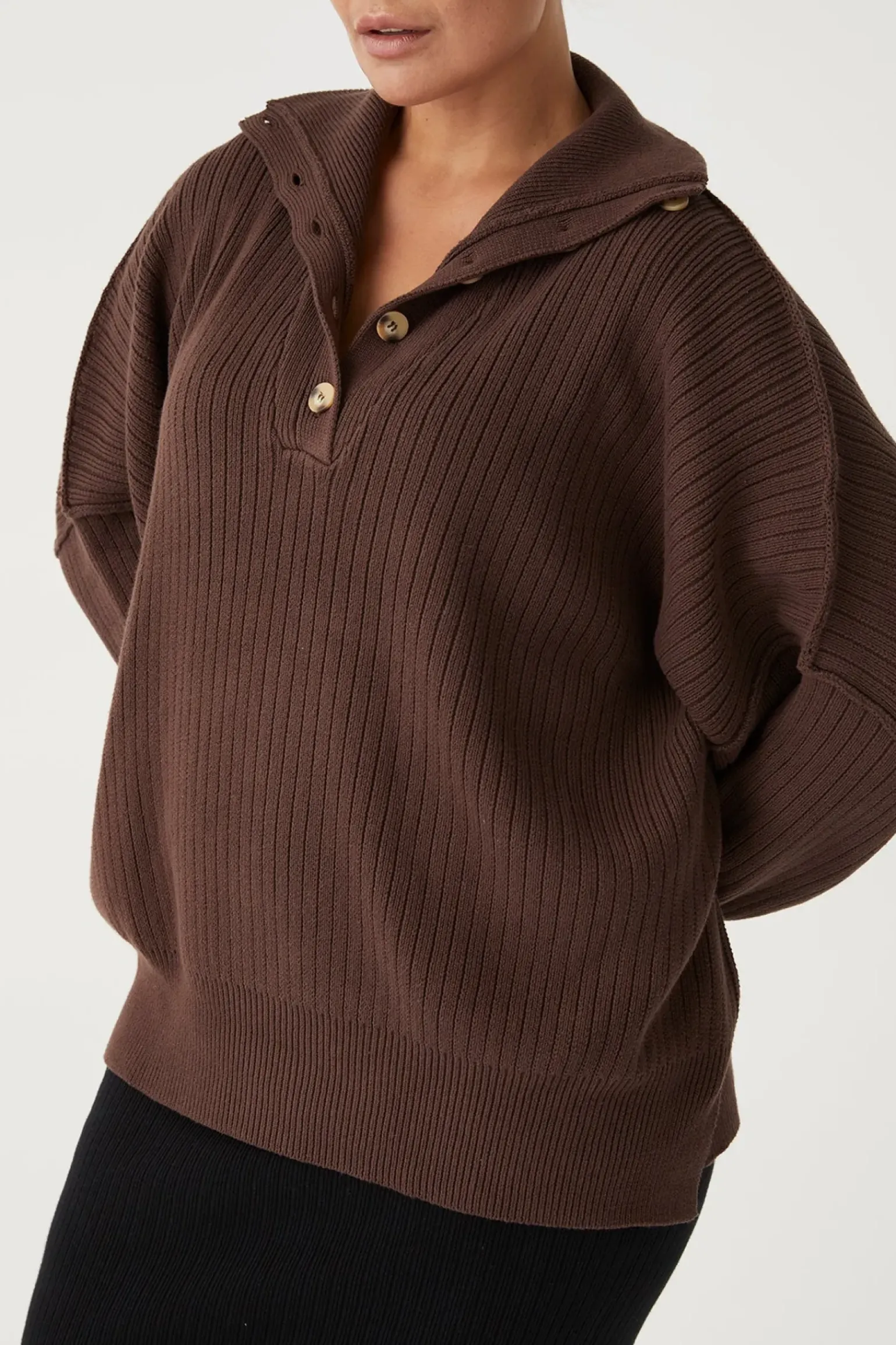 ARCAA Margo Button Up Sweater - Chocolate