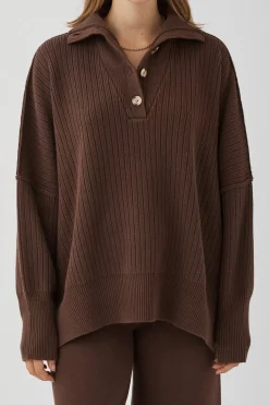 ARCAA Margo Button Up Sweater - Chocolate