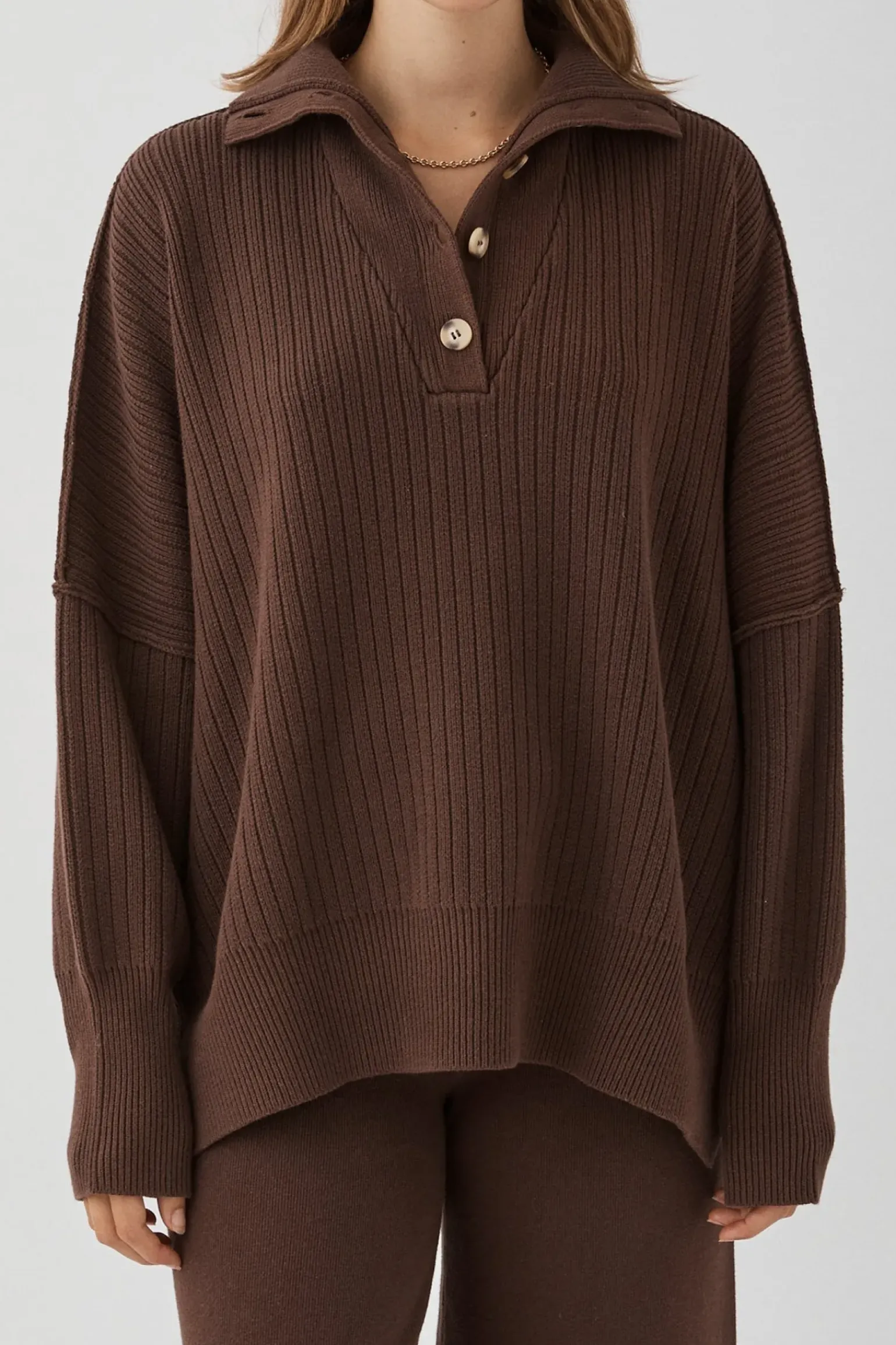 ARCAA Margo Button Up Sweater - Chocolate