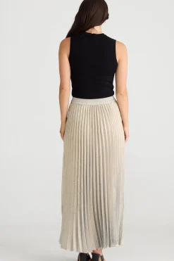 Brave & True Alias Pleated Skirt - Champagne