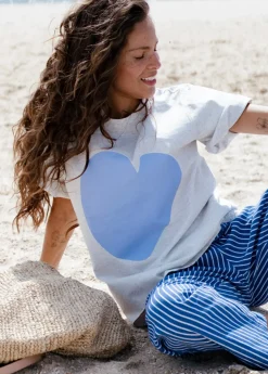 Cartel & Willow Cornflower Heart Tee - Marle/Cornflower