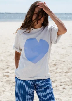 Cartel & Willow Cornflower Heart Tee - Marle/Cornflower
