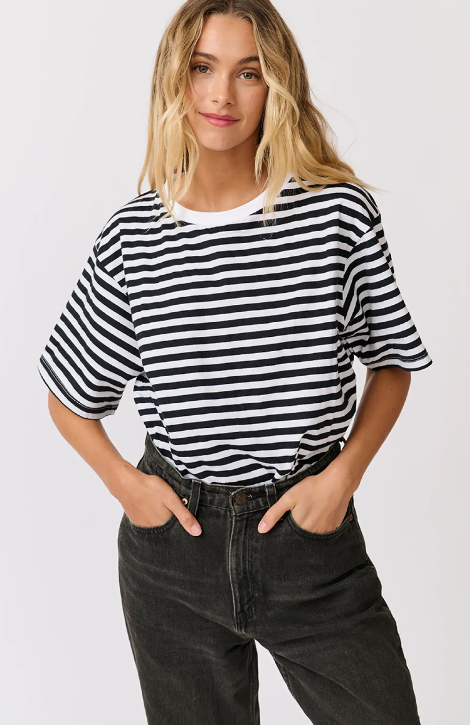 Cartel & Willow Marlie Tee - Black/White Stripe
