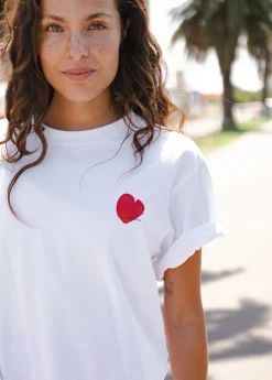 Cartel & Willow Mini Heart Tee - White/Deep Red