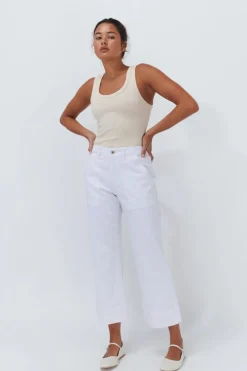 Celeste Pant- Cropped White