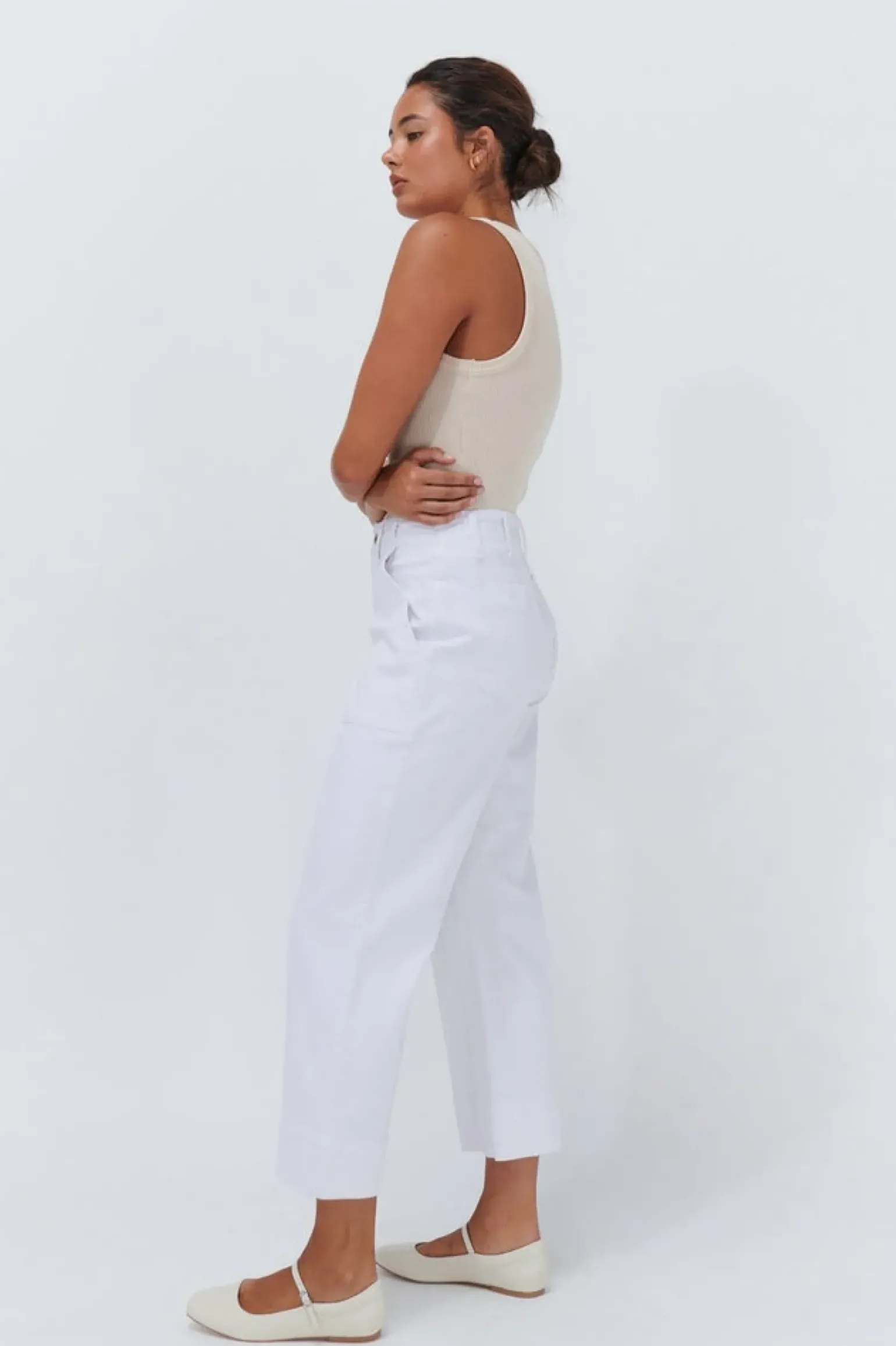 Celeste Pant- Cropped White