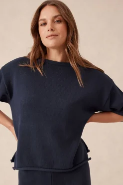 Ceres Life Boxy Knit Tee- Navy