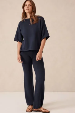 Ceres Life Boxy Knit Tee- Navy
