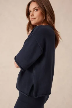 Ceres Life Boxy Knit Tee- Navy