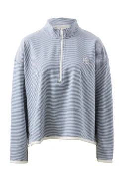 Ceres Life Boxy Zip Sweat - Moonlight Fine Stripe