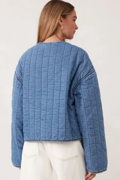 Ceres Life Comfy Quilted Boxy Jacket - Worn Blue