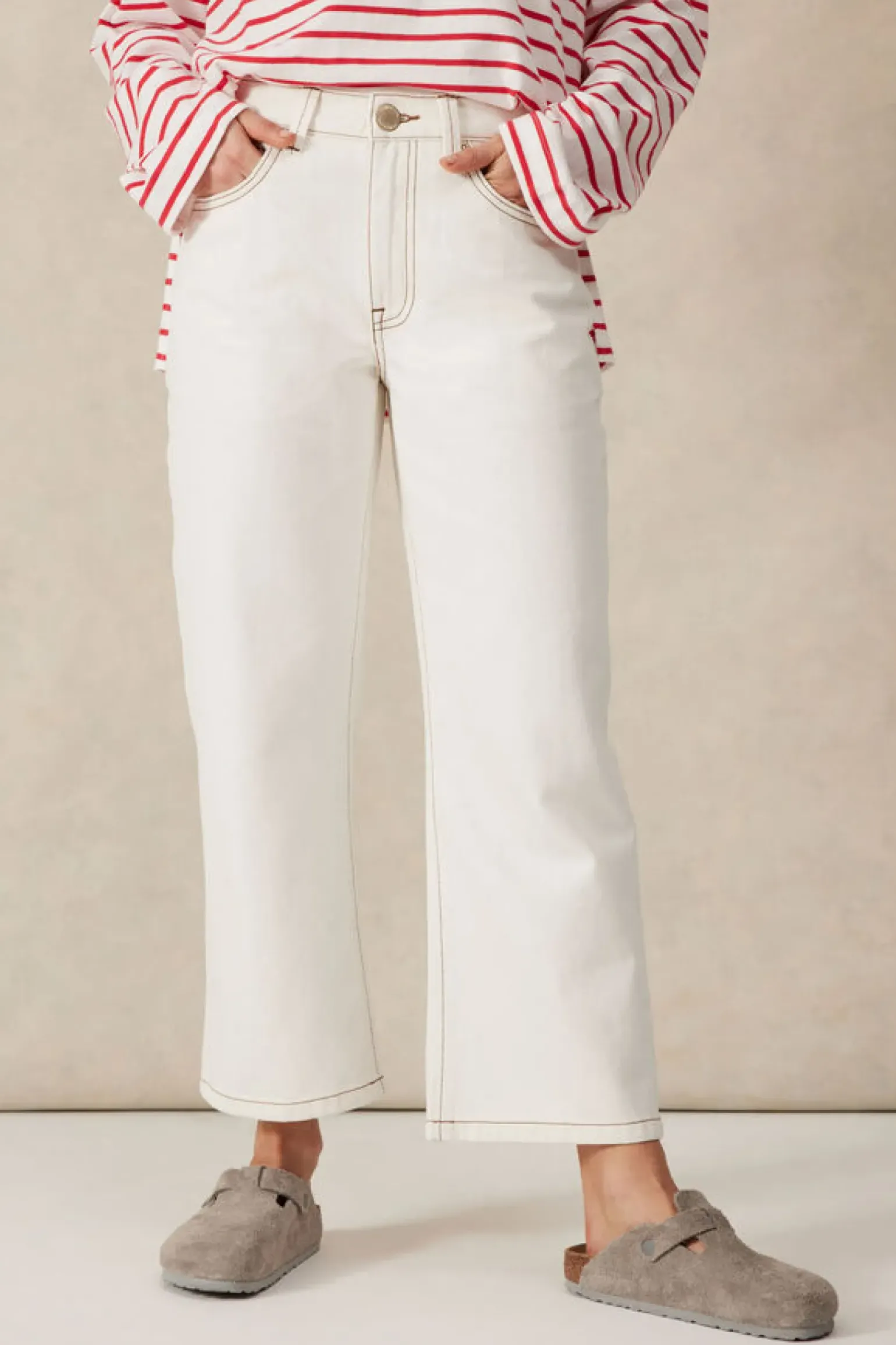 Ceres Life Crop Frenchie Jean - Fresh Ecru