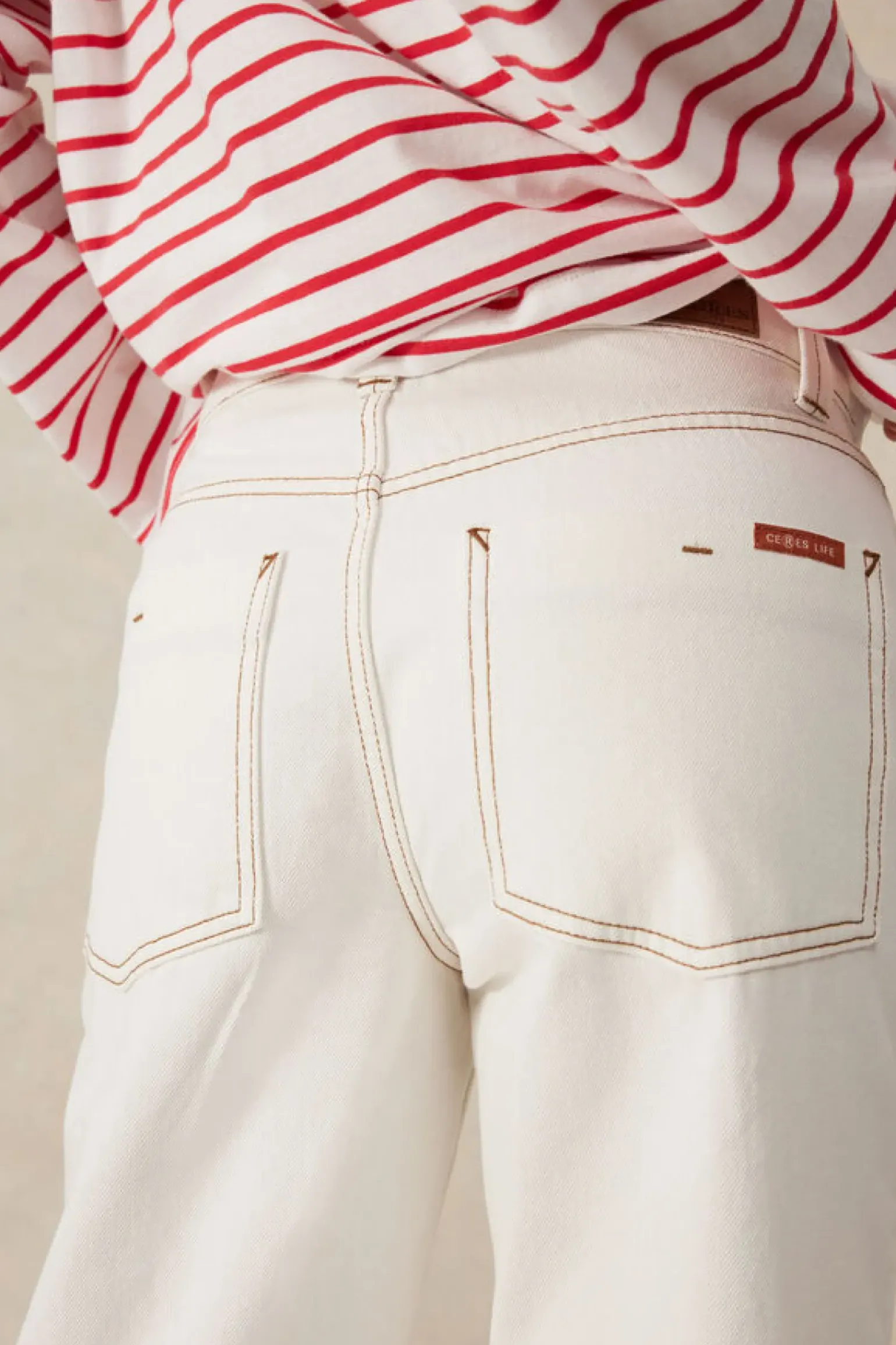 Ceres Life Crop Frenchie Jean - Fresh Ecru