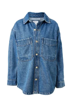 Ceres Life Denim Side Pocket Shacket - Fresh Indigo