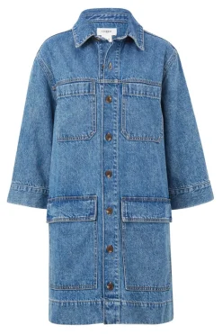 Ceres Life Half Sleeve Boxy Shirt Dress - Fresh Indigo Denim