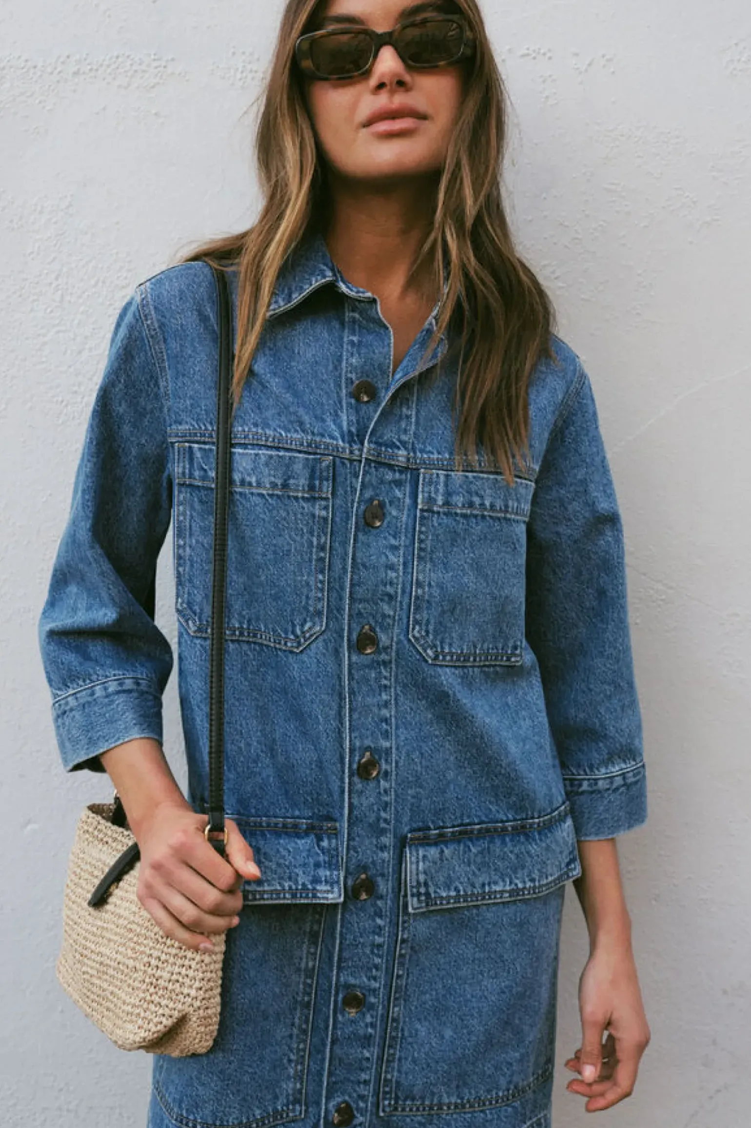 Ceres Life Half Sleeve Boxy Shirt Dress - Fresh Indigo Denim