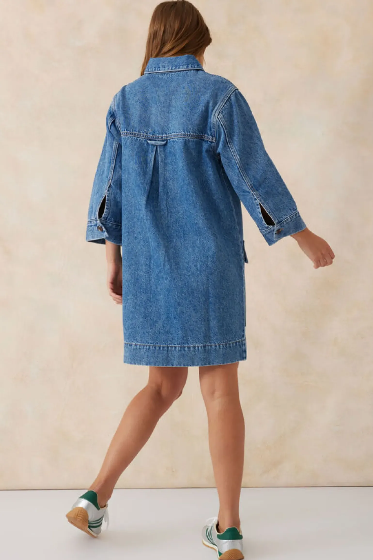 Ceres Life Half Sleeve Boxy Shirt Dress - Fresh Indigo Denim