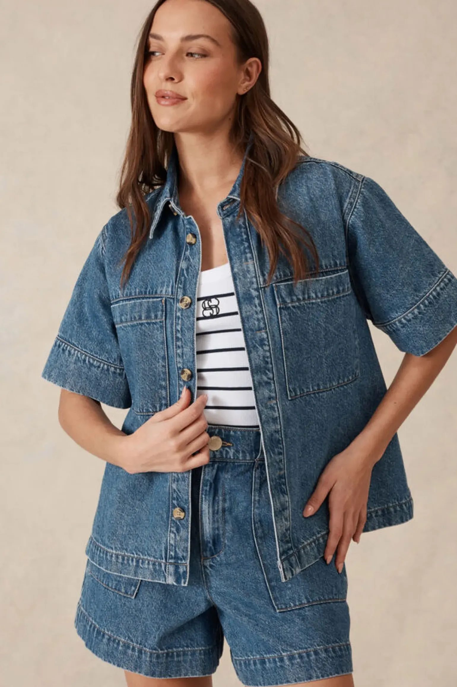 Ceres Life Jacqui Felgate Boxy Denim Shirt - Indigo Denim
