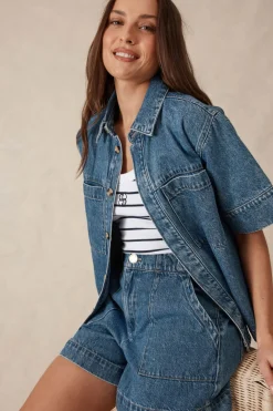 Ceres Life Jacqui Felgate Boxy Denim Shirt - Indigo Denim