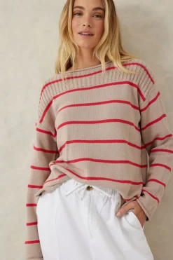 Ceres Life Ladder Stitch Knit - String Heritage Red Stripe