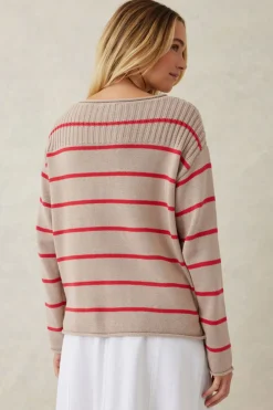 Ceres Life Ladder Stitch Knit - String Heritage Red Stripe