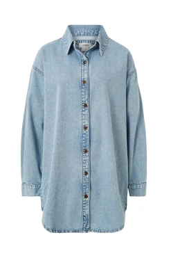 Ceres Life Longline Denim Shirt - Vintage blue
