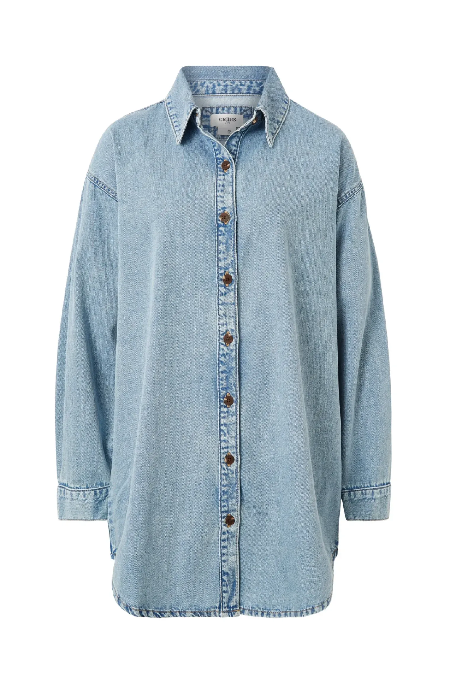 Ceres Life Longline Denim Shirt - Vintage blue