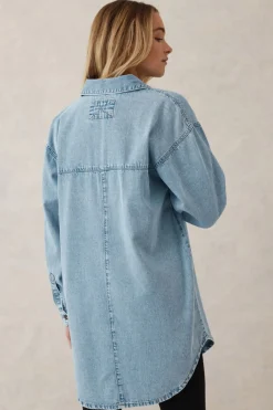 Ceres Life Longline Denim Shirt - Vintage blue