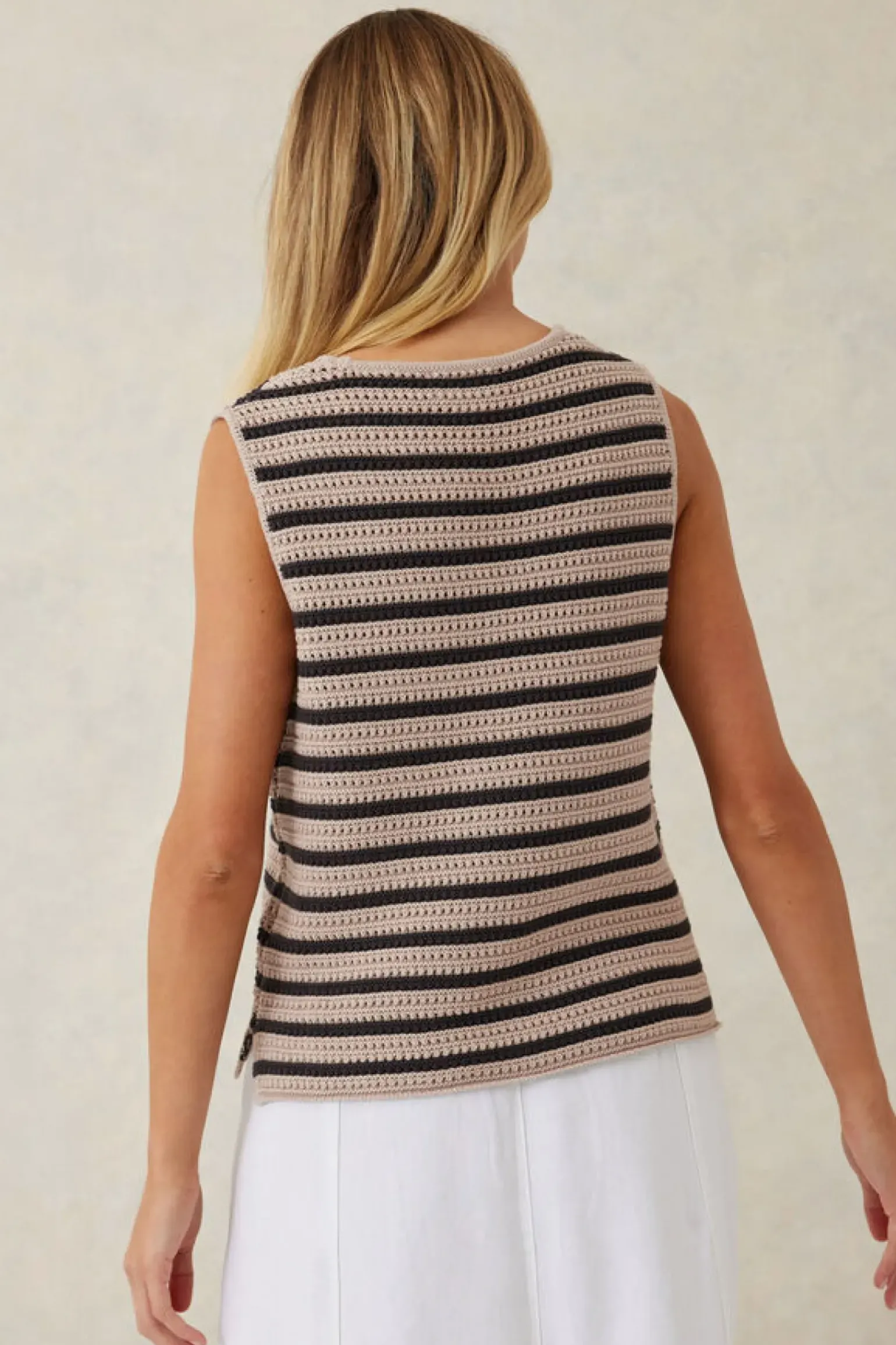 Ceres Life Mesh Knit Tank - String/Phantom Stripe