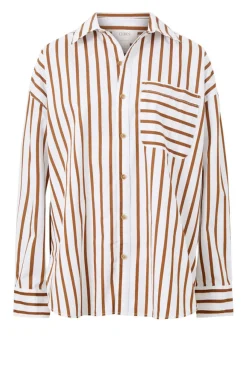 Ceres Life Oversized Poplin Shirt - White Biscuit Stripe