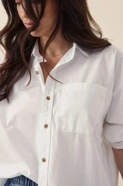 Ceres Life Oversized Poplin Shirt - White