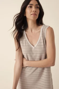 Ceres Life Pointelle Sleeveless Knit Dress - String