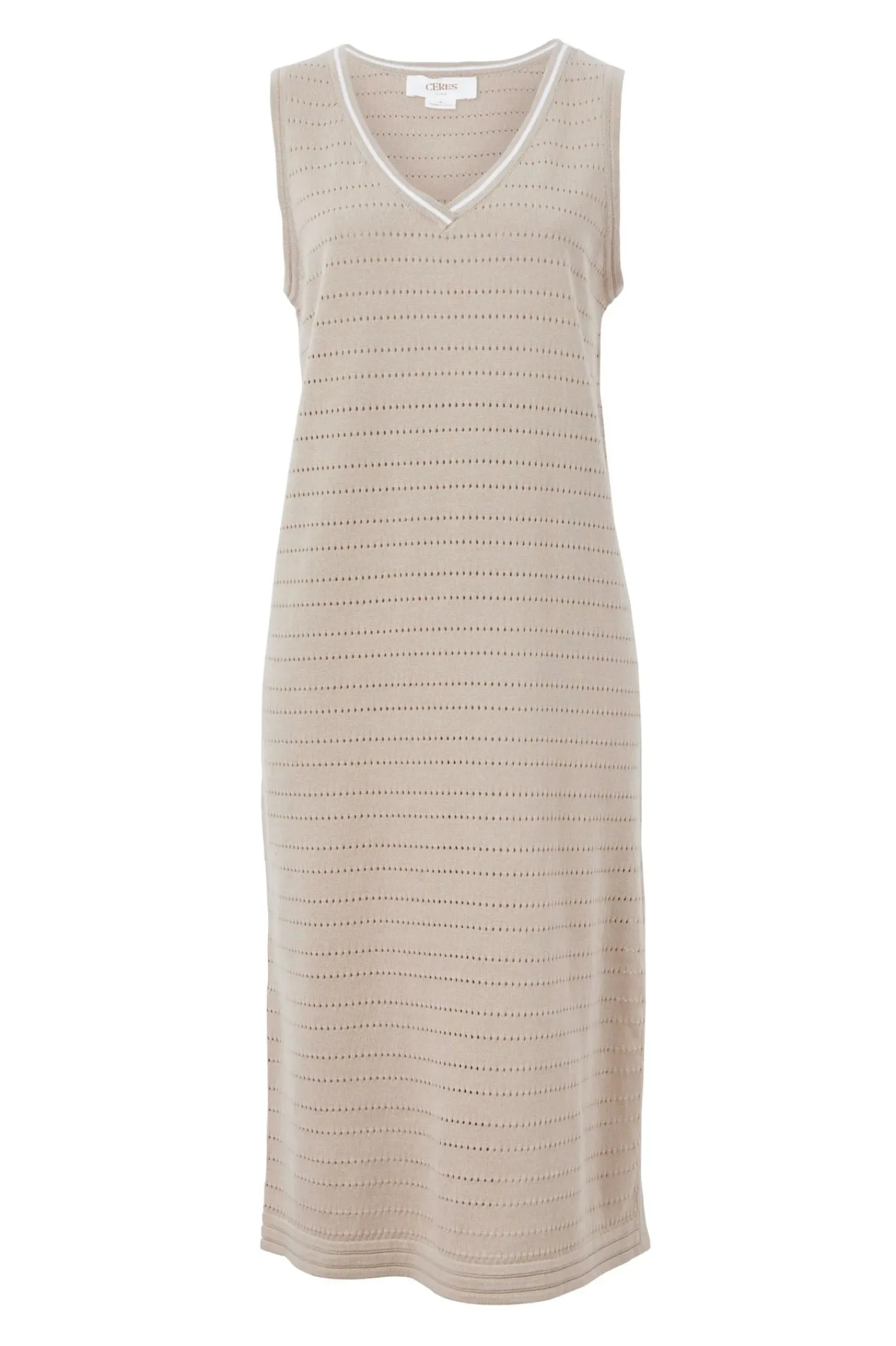 Ceres Life Pointelle Sleeveless Knit Dress - String