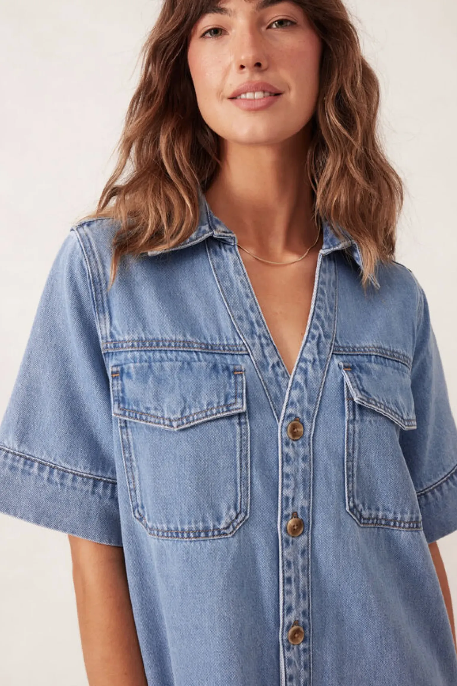 Ceres Life Relaxed Shirt Dress - Mid Vintage Blue