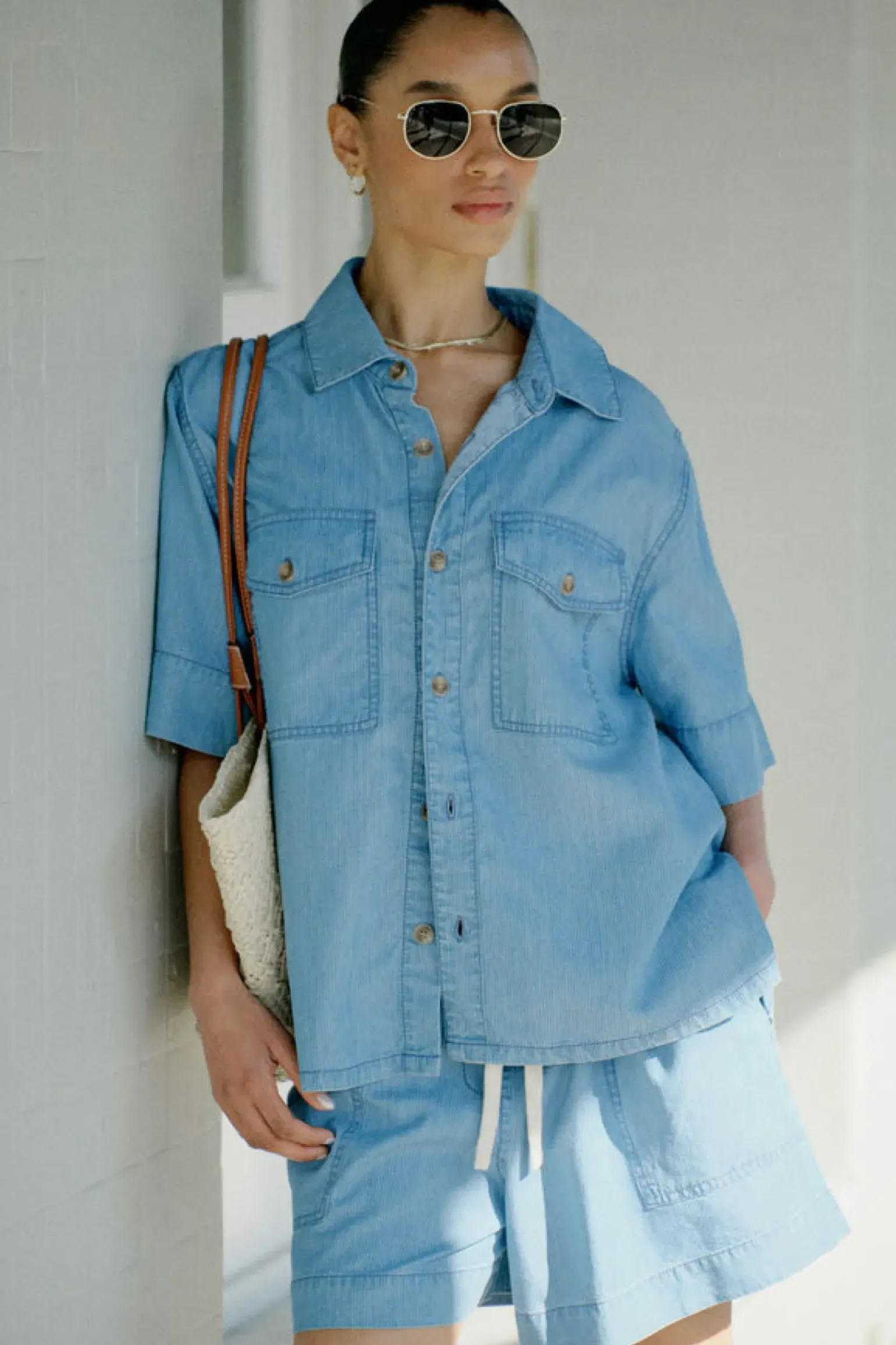 Ceres Life Relaxed Short Sleeve Shirt - Vintage Blue Pinstripe
